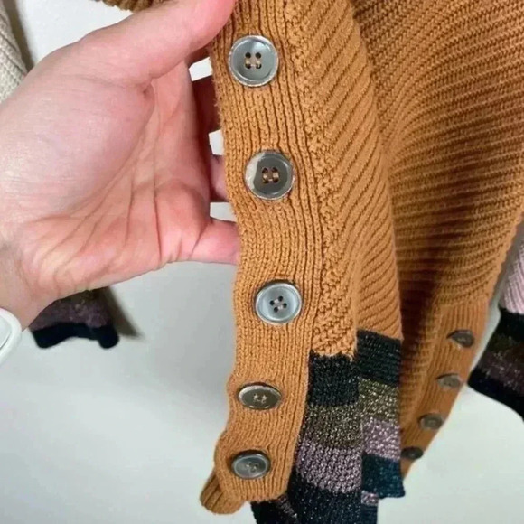 Apiece Apart Colorblock Knit Sweater in Camel, Cream and Lilac - Picture 8 of 10